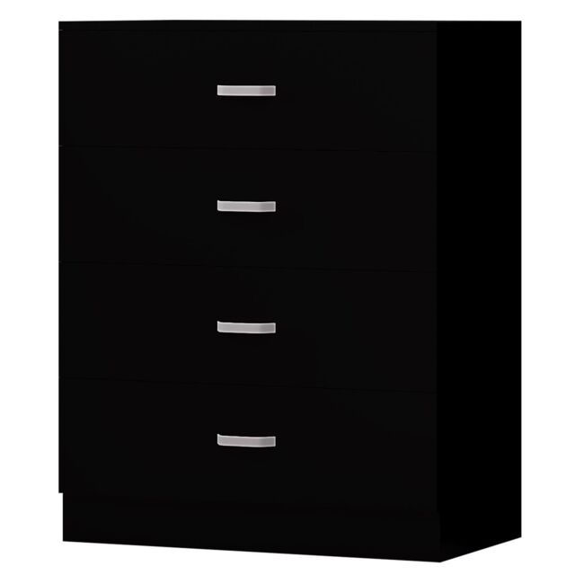 FWStyle Black 4 Drawer Chest Of Drawers Metal Handles Scratch Resistant