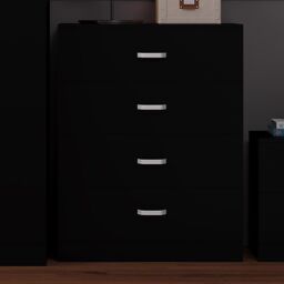 FWStyle Black 4 Drawer Chest Of Drawers Metal Handles Scratch Resistant - thumbnail 3