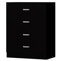 FWStyle Black 4 Drawer Chest Of Drawers Metal Handles Scratch Resistant - thumbnail 1
