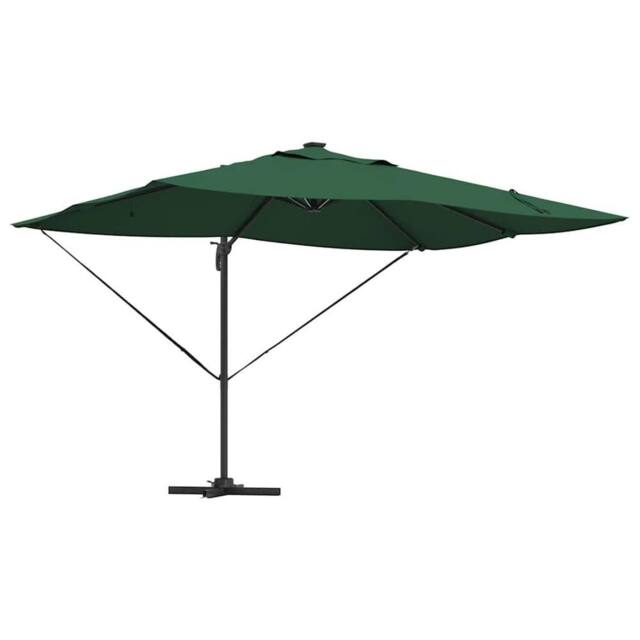 Berkfield Home Cantilever Roma Parasol with LEDs Green 352x251x265 cm Aluminium - Size: 352 x 251 x 265 cm - image 1