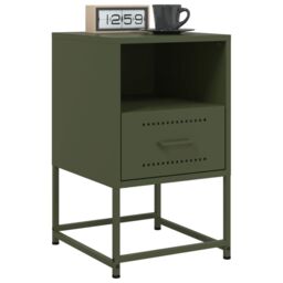 Berkfield Home Bedside Cabinets 2 pcs Olive Green 36x39x60.5 cm Steel - thumbnail 3