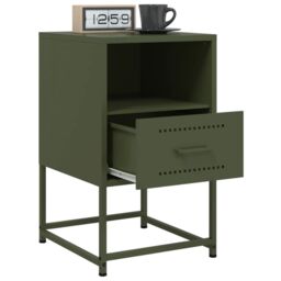 Berkfield Home Bedside Cabinets 2 pcs Olive Green 36x39x60.5 cm Steel - thumbnail 4