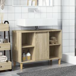 Berkfield Home Various Bathroom Cabinet Sonoma Oak 80x33x60 cm Engineered Wood in Light Brown - Size: 80 x 33 x 60 cm