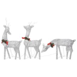Berkfield Home Christmas Reindeers 6 pcs Silver Cold White Mesh - thumbnail 3
