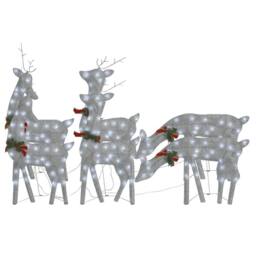 Berkfield Home Christmas Reindeers 6 pcs Silver Cold White Mesh - thumbnail 2