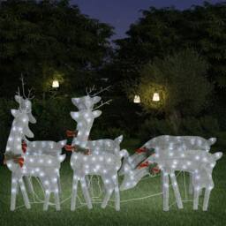 Berkfield Home Christmas Reindeers 6 pcs Silver Cold White Mesh