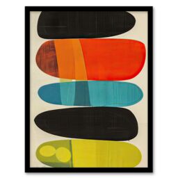 Artery8 Mid Century Modern Abstract Colour Shades Framed Art Print - Size: A4 - thumbnail 1