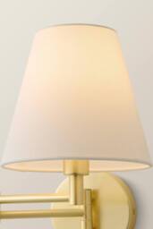 ValueLights Sonia Adjustable Swing Arm Wall Light with Tapered Linen Lamp Shade in Gold - thumbnail 4