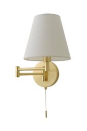 ValueLights Sonia Adjustable Swing Arm Wall Light with Tapered Linen Lamp Shade in Gold - thumbnail 6