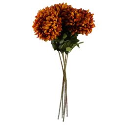 Leaf Pack of 6 x 75cm Extra Large Reflex Chrysanthemum - Orange - Size: 6 x 75 cm - thumbnail 3