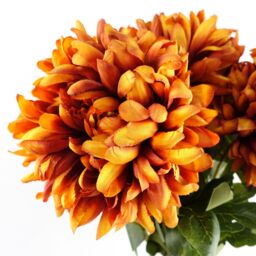 Leaf Pack of 6 x 75cm Extra Large Reflex Chrysanthemum - Orange - Size: 6 x 75 cm - thumbnail 4