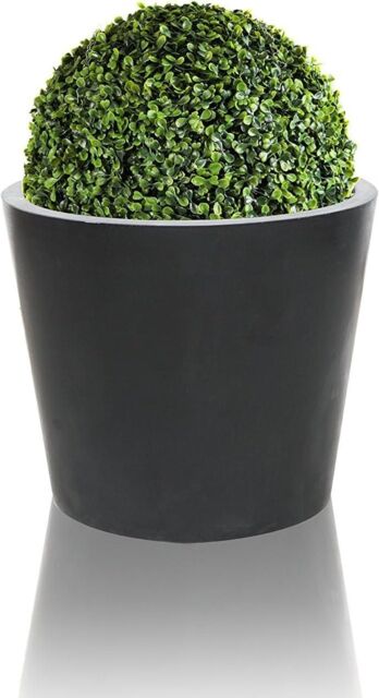 Primrose Black Polystone Patio Garden Outdoor Round Planter 90 Litre 50cm - image 1