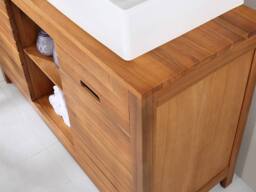 Vente-unique Acacia Wood Bathroom Unit With Double Basin - 130 Cm - PULUKAN in Walnut - thumbnail 7