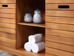 Vente-unique Acacia Wood Bathroom Unit With Double Basin - 130 Cm - PULUKAN in Walnut - thumbnail 5