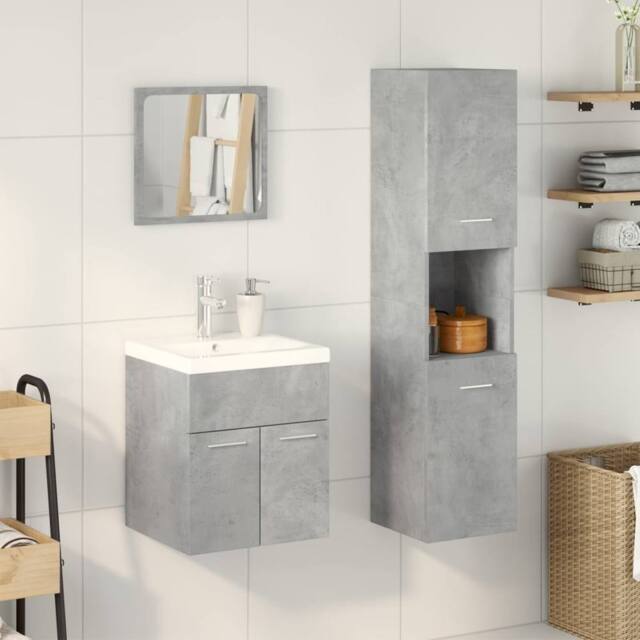 Berkfield Home Practical 4 Piece Bathroom Furniture Set Concrete Grey Engineered Wood - image 1