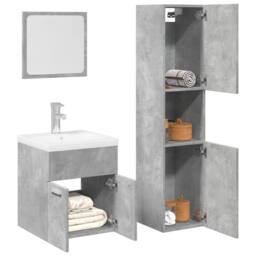 Berkfield Home Practical 4 Piece Bathroom Furniture Set Concrete Grey Engineered Wood - thumbnail 2