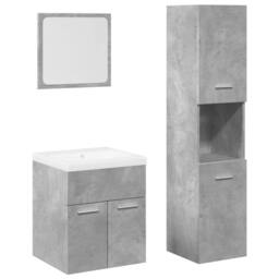 Berkfield Home Practical 4 Piece Bathroom Furniture Set Concrete Grey Engineered Wood - thumbnail 3