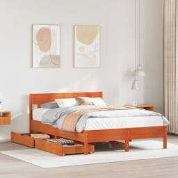 Berkfield Home Bed Frame without Mattress Wax Brown 160x200 cm Solid Wood Pine - thumbnail 1