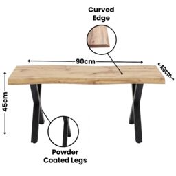 KOSY KOALA Wooden Dining Table X-Shaped Legs with 4 Black Leather Chairs & Bench - Dining Kitchen Room Furniture in Brown - thumbnail 7