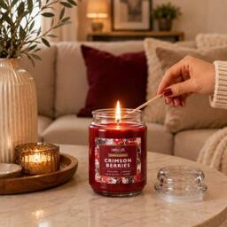 Candle-Lite Crimson Berries Scented Candle Jar 18oz in Red - thumbnail 2