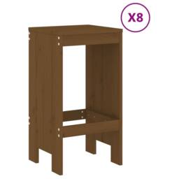 Berkfield Home 9 Piece Garden Bar Set Honey Brown Solid Wood Pine - thumbnail 3