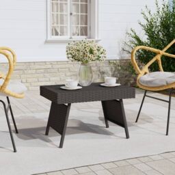 Berkfield Home Foldable Side Table Black 60x40x38 cm Poly Rattan - Size: 60 x 40 x 38 cm