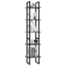 Berkfield Home Modern 5-Tier Book Cabinet Grey 40x30x175 cm Engineered Wood - Size: 40 x 30 x 175 cm - thumbnail 1