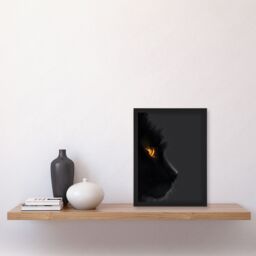 Artery8 Wall Art Print Black Cat Lover Orange Gold Eyes Profile Portrait Art Framed Poster - Size: A4 - thumbnail 4