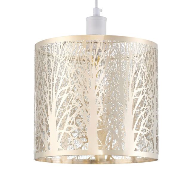 Happy Homewares Unique & Beautiful Metal Forest Design Ceiling Pendant Shade in Gold - image 1
