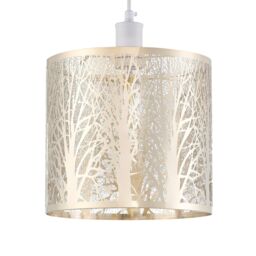 Happy Homewares Unique & Beautiful Metal Forest Design Ceiling Pendant Shade in Gold - thumbnail 1