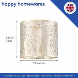 Happy Homewares Unique & Beautiful Metal Forest Design Ceiling Pendant Shade in Gold - thumbnail 6