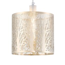 Happy Homewares Unique & Beautiful Metal Forest Design Ceiling Pendant Shade in Gold - thumbnail 2