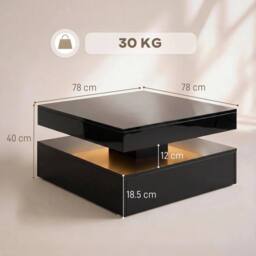 Kelvenix Coffee Table with Storage in Black - Size: 0.6m2 - thumbnail 2