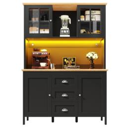 BTM Tall Sideboard with LED Lighting, 4 Doors & 3 Drawers in Black - thumbnail 7