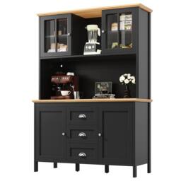 BTM Tall Sideboard with LED Lighting, 4 Doors & 3 Drawers in Black - thumbnail 8