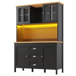 BTM Tall Sideboard with LED Lighting, 4 Doors & 3 Drawers in Black - thumbnail 9