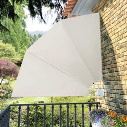 Berkfield Home Collapsible Balcony Side Awning Cream 210x210 cm - thumbnail 1