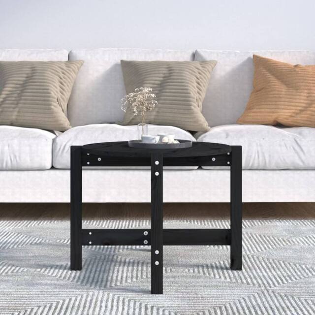 Berkfield Home Beautiful Coffee Table Black Ø 62.5x45 cm Solid Wood Pine - image 1