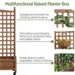 Kelvenix Wooden Planter Elevated Raised Garden Bed in Brown - Size: 100g - thumbnail 4