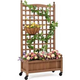 Kelvenix Wooden Planter Elevated Raised Garden Bed in Brown - Size: 100g