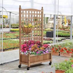 Kelvenix Wooden Planter Elevated Raised Garden Bed in Brown - Size: 100g - thumbnail 3