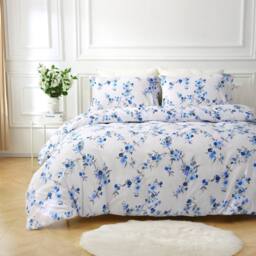 Portfolio Home Sakura Blossom Floral Duvet Cover Set With Pillow Case Bed Linen in White - Size: Double
