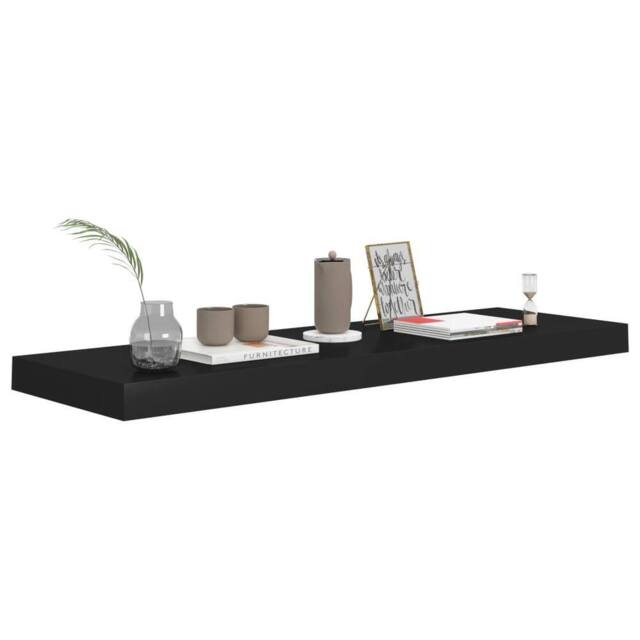 Berkfield Home Durable Floating Wall Shelf Black 80x23.5x3.8 cm MDF - image 1