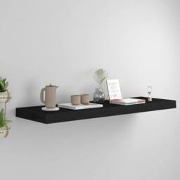 Berkfield Home Durable Floating Wall Shelf Black 80x23.5x3.8 cm MDF - thumbnail 2