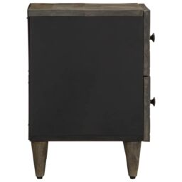 Berkfield Home Bedside Cabinet Light Grey 40x33x46 cm Solid Wood Mango - Size: 40 x 33 x 46 cm - thumbnail 4