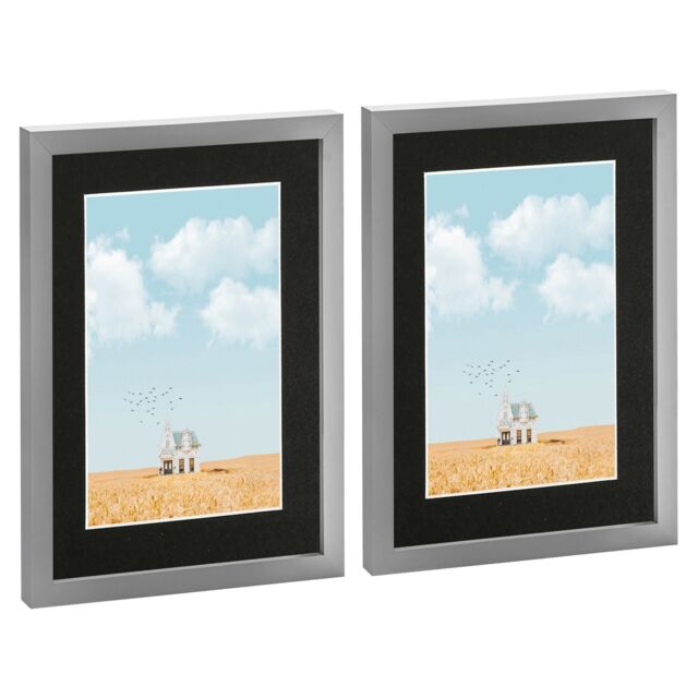 "Nicola Spring Photo Frames with A5 Mount - A4 (8"" x 12"") - Black - Pack of 2 in Grey" - image 1