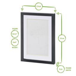 "Nicola Spring Photo Frames with A5 Mount - A4 (8"" x 12"") - Black - Pack of 2 in Grey" - thumbnail 3