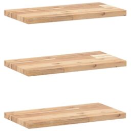 Berkfield Home Floating Shelves 3 pcs 60x20x2 cm Untreated Solid Wood Acacia in Brown - Size: 60 x 20 x 2 cm - thumbnail 2