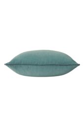 Furn Cosmo Soft Velvet Pom Pom Trimmed Cushion in Blue - Size: 45 cm x 45 cm - thumbnail 2