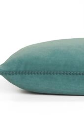 Furn Cosmo Soft Velvet Pom Pom Trimmed Cushion in Blue - Size: 45 cm x 45 cm - thumbnail 3